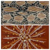 ABORIGINAL FRAMED ARTWORK (see multiple images), 40 x 48cms and 26 x 36cms, and a quantity of