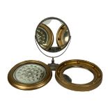 MIRRORS - a white metal dressing table mirror, oval on a square base, 47cms tall, and two bobble