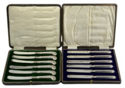 CASED SETS OF 6 KNIVES (2) to include a set with silver blades and handles, Sheffield 1918, Maker