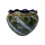 ROYAL DOULTON LAMBETH JARDINIERE NO 6761 - incised to the bottom 'h', 19cms tall, 23cms diameter