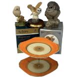 SHELLEY TWO-TIER CAKESTAND, a Poole Sgraffito model of an owl and other similar models