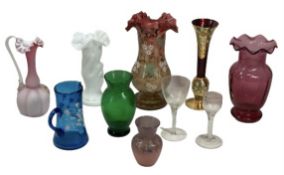 19TH CENTURY & LATER GLASSWARE, 10 PIECES to include an air twist stem drinking glass with