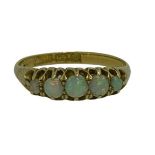 18CT GOLD 5 STONE OPAL RING, DATED 1886 - 2.2grms, size mid L-M