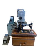 SPECTO CASED PROJECTOR, HALINA & ARGUS. Also, a wooden cased Jones hand crank sewing machine