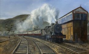 R J REVITT oil on canvas - steam train No 40925 of Llandudno Junction Station, signed and dated '88,