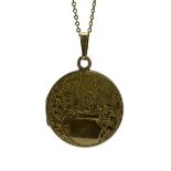 9CT GOLD CIRCULAR LOCKET - Chester 1916 on a later 9ct fine link necklace, 6.2grms gross, the locket