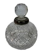 VICTORIA SILVER COLLARED CUT GLASS GLOBULAR SCENT BOTTLE & STOPPER - London 1894, Maker Sampson