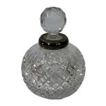 VICTORIA SILVER COLLARED CUT GLASS GLOBULAR SCENT BOTTLE & STOPPER - London 1894, Maker Sampson