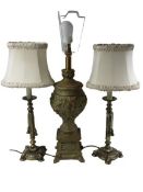 CLASSICALLY STYLED REPRODUCTION TABLE LAMPS - a quantity, most having shades