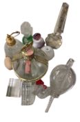 MIXED ORNAMENTAL GLASSWARE & SCENT BOTTLES to include an interesting bottle in the form of vintage