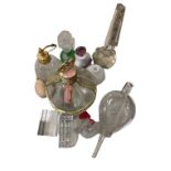 MIXED ORNAMENTAL GLASSWARE & SCENT BOTTLES to include an interesting bottle in the form of vintage