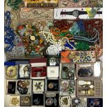 VINTAGE & LATER MAINLY COSTUME JEWELLERY & WATCHES to include micro mosaic, Miracle, silver and