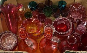 CRANBERRY, CARNIVAL & OTHER COLOURFUL GLASSWARE - a good assortment