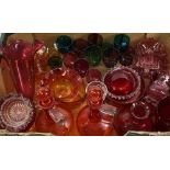 CRANBERRY, CARNIVAL & OTHER COLOURFUL GLASSWARE - a good assortment