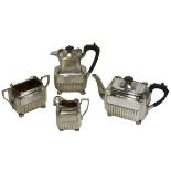 VICTORIAN 3 PIECE SILVER TEA SERVICE - with later near matching coffee pot, Birmingham 1892 and