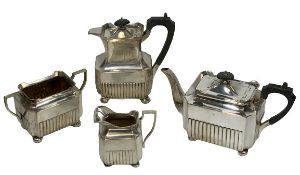 VICTORIAN 3 PIECE SILVER TEA SERVICE - with later near matching coffee pot, Birmingham 1892 and