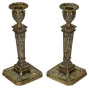 ADAMS STYLE SILVER CANDLESTICKS, A PAIR - Sheffield 1901, Maker's Richard Martin & Ebenezer Hall,