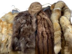 VINTAGE FURS - a mixed group to include a 104cms L coat with hat, two jackets and two stoles, no