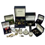 14CT GOLD CASED LADY'S FOB WATCH, silver cased gentleman's key wind pocket watch, other lady's