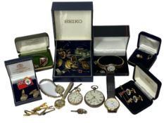 14CT GOLD CASED LADY'S FOB WATCH, silver cased gentleman's key wind pocket watch, other lady's