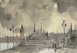 WILLIAM SELWYN mixed media - Venice 'Pont Ger Arsenale', signed in pencil, 20 x 29cms