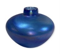 J DITCHFIELD IRIDESCENT GLOBULAR VASE - 12cms tall, 15cms diameter