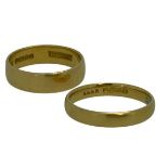 22CT GOLD WEDDING BANDS (2) - Victorian and later, the wider band dated 1866 and stamped '