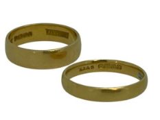 22CT GOLD WEDDING BANDS (2) - Victorian and later, the wider band dated 1866 and stamped '