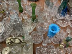 CARNIVAL, COLOURFUL, CUT DRINKING & OTHER GLASSWARE - a mixed quantity to include a six bottle cruet