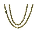 ITALIAN 9CT GOLD ROPE TWIST NECKLACE - 18.4grms, 46cms L open