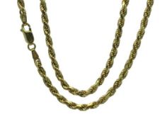 ITALIAN 9CT GOLD ROPE TWIST NECKLACE - 18.4grms, 46cms L open