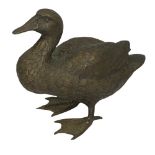 COLD BRONZE FIGURE OF A STANDING DUCK - 20.5cms tall x 25cms long