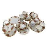 ROYAL ALBERT OLD COUNTRY ROSE TEAWARE including cake stand, approximately 38 pieces