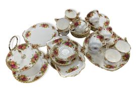 ROYAL ALBERT OLD COUNTRY ROSE TEAWARE including cake stand, approximately 38 pieces