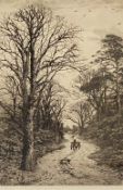 FRED SLOCOMBE etching - titled verso 'An old English lane', signed in pencil, 47 x 31cms