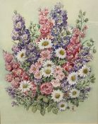 MURIEL THOMPSON watercolour - fine still life study of flowers, monogrammed, 42 x 33cms