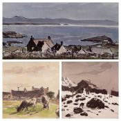SIR KYFFIN WILLIAMS RA three small prints - 18 x 23cms the largest