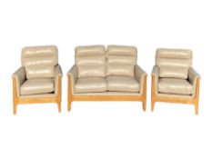 CINTIQUE LYDIA TWO SEATER SOFA, leather effect in mushroom tone, 95cms H, 126cms W, 83cms D the seat