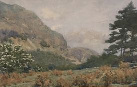 ALFRED HEATON COOPER watercolour - sheep grazing on the mountainside, signed, 36 x 55cms
