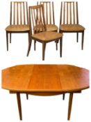 G-PLAN RED LABEL MID CENTURY TEAK EXTENDING DINING TABLE, circular topped, 73.5cms H, 123cms