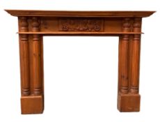 FIRE SURROUND - pine with carved detail, 123cms H, 165cms W, 22cms D