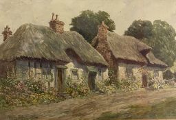 W S PERCY watercolour - titled 'Cottages at Westbury, Wiltshire', signed, 24 x 37.5cms