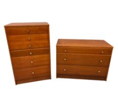MID CENTURY TYPE BEDROOM FURNITURE - two chests of drawers with label for 'V Easifit', five