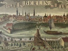 PAINTINGS & PRINTS ASSORTMENT - early depiction of Berlin and one of Segovia, comical print on board