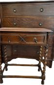 POLISHED CHEST OF DRAWERS 106 H x 92 W x 45cms D and a barley twist single drawer hall table 69 H