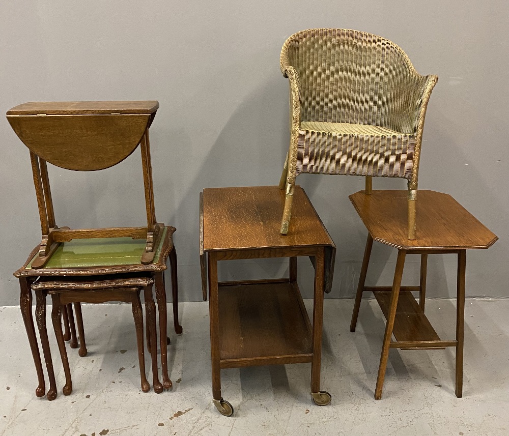 FURNITURE ASSORTMENT (5) - oak polished tea trolley, octagonal topped occasional table, nest of - Image 2 of 2