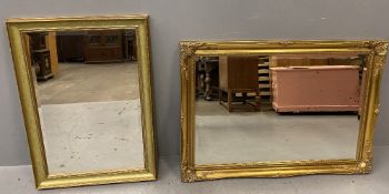 GILT FRAMED WALL MIRRORS (2) both with bevelled glass, 77 x 103cms and 88 x 51cms