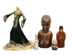 MIXED POTTERY, PORCELAIN & OTHER COMPOSITION FIGURAL GROUP to include a reproduction composition Art