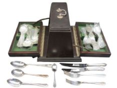 UNUSUAL CASED CANTEEN OF CUTLERY - Sheffield A1 EPNS, 44 pieces in a fold-up mahogany case