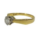 18CT GOLD DIAMOND SOLITAIRE ENGAGEMENT RING - 0.15ct stone in a coronet setting, size O, 3.2grms